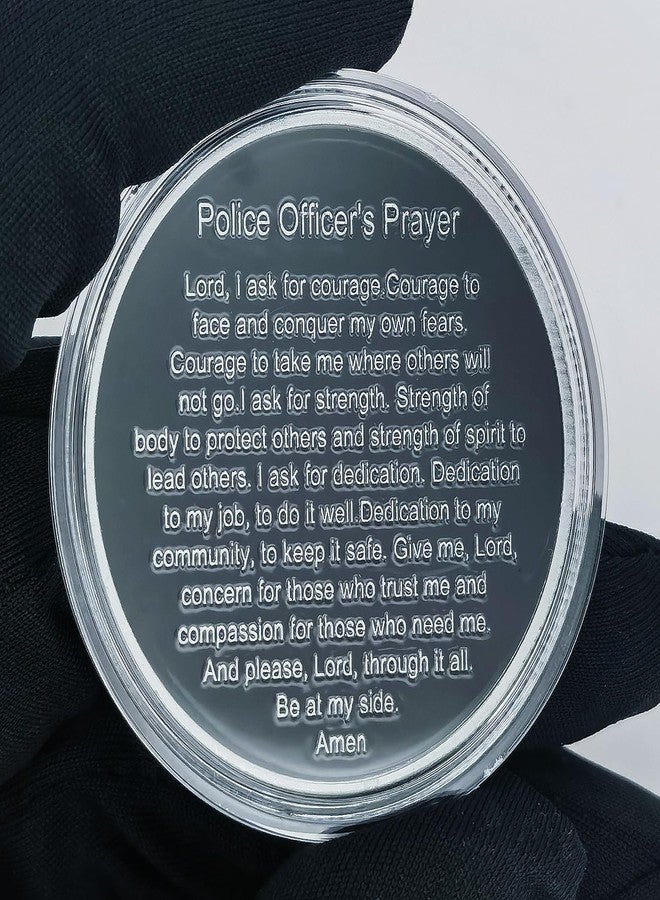 Glamtune Police Officer's Prayer Challenge Coin Thin Blue Line Law Enforcementcoins Coins Inspirational Gift - Image 3